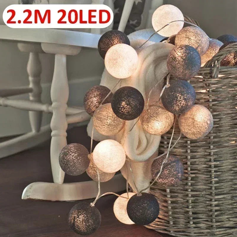 20-LED Rattan Ball String Lights with USB or Battery Power