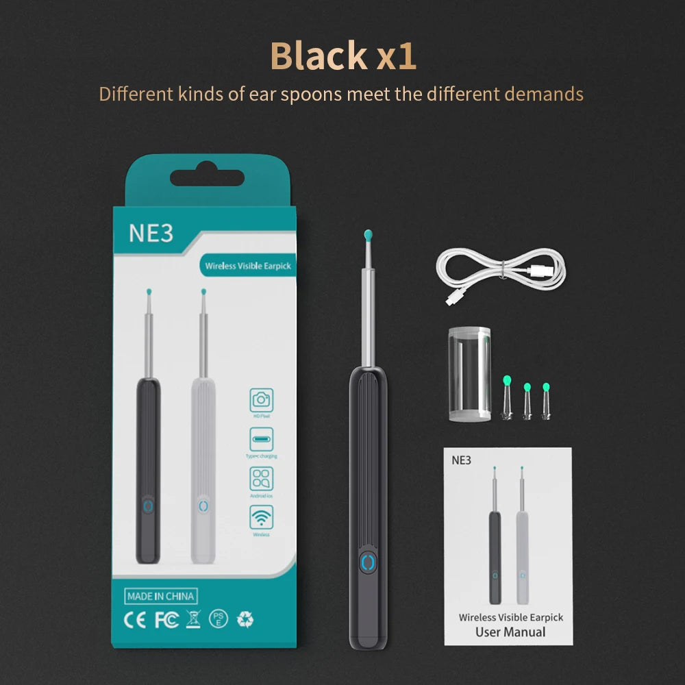 NE3 Wireless Ear Cleaner Camera - LED Otoscope Cleaning Kit