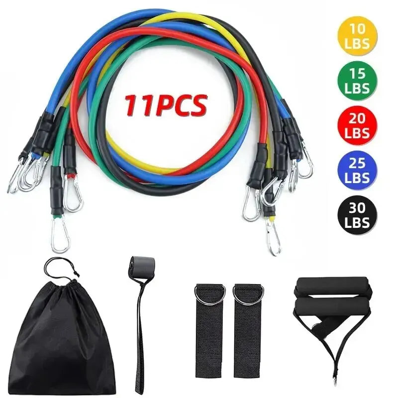 11-Piece TPE Resistance Band Set with Handles, Door Anchor & Carry Bag