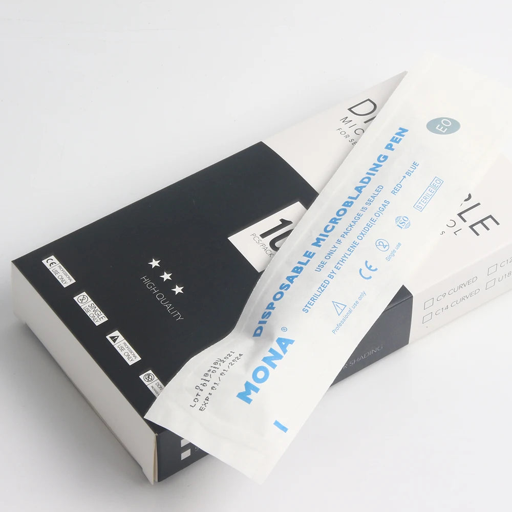 10-Piece Disposable Microblading Eyebrow Pen Set with 18U Blade