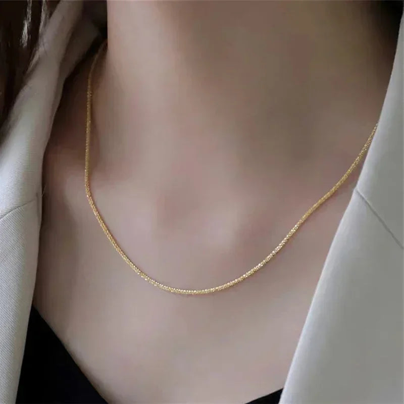 Sparkling Silver-Tone Clavicle Chain Necklace