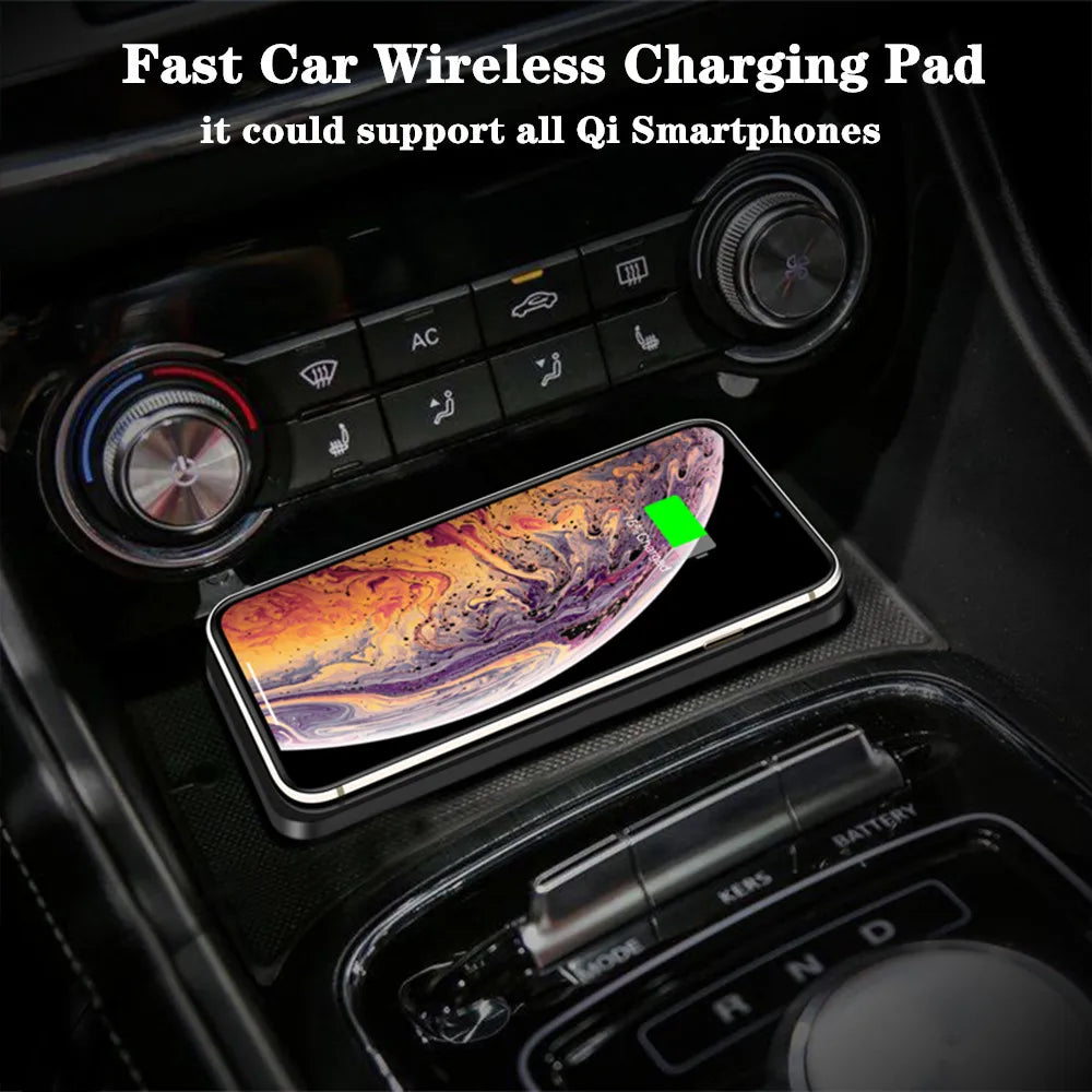 15W Type-C Car Wireless Charger Pad & Stand for iPhone and Samsung