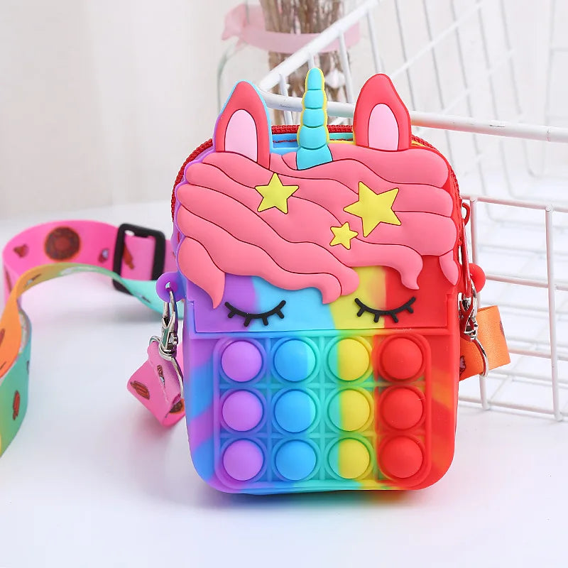 Unicorn Push Bubble Crossbody Bag - Fidget Coin Purse