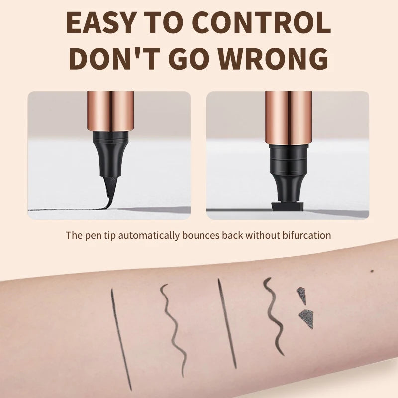 O'CHEAL Waterproof Eyeliner Stamp - Dual-Head Fast-Dry Black Pen