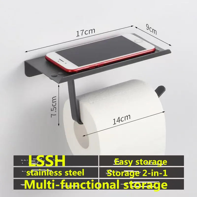 No-Drill Stainless Steel Bathroom Toilet Paper Holder