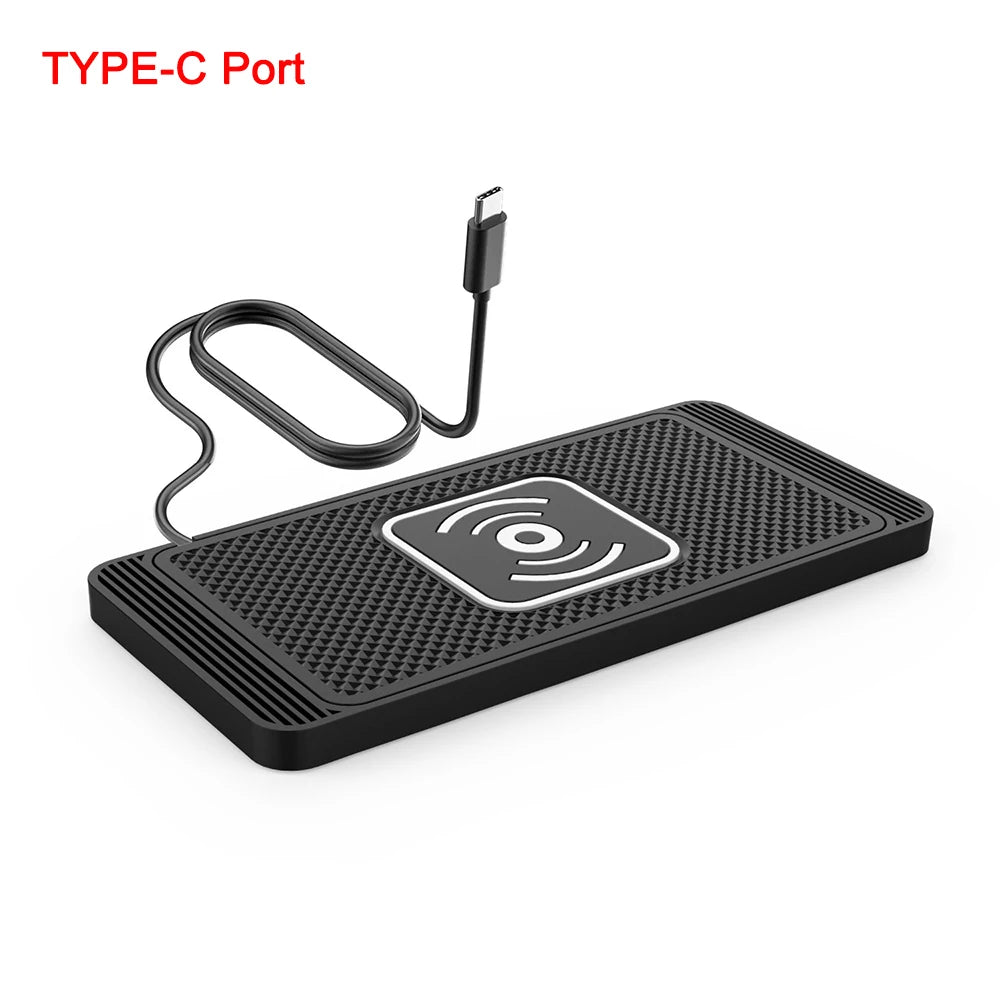 15W Type-C Car Wireless Charger Pad & Stand for iPhone and Samsung
