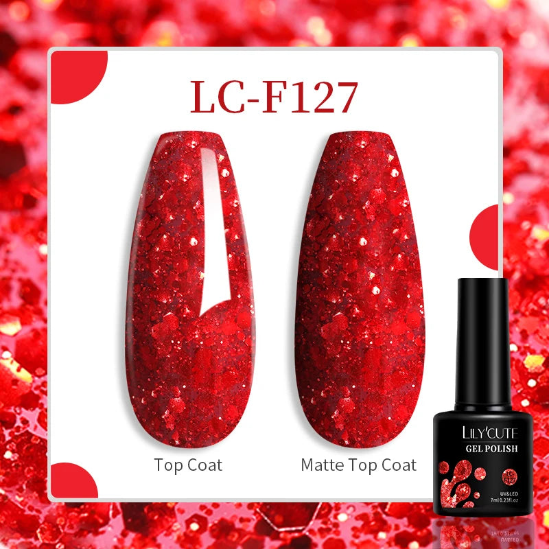 LILYCUTE 7ml UV LED Gel Nail Polish with 129 Color Options