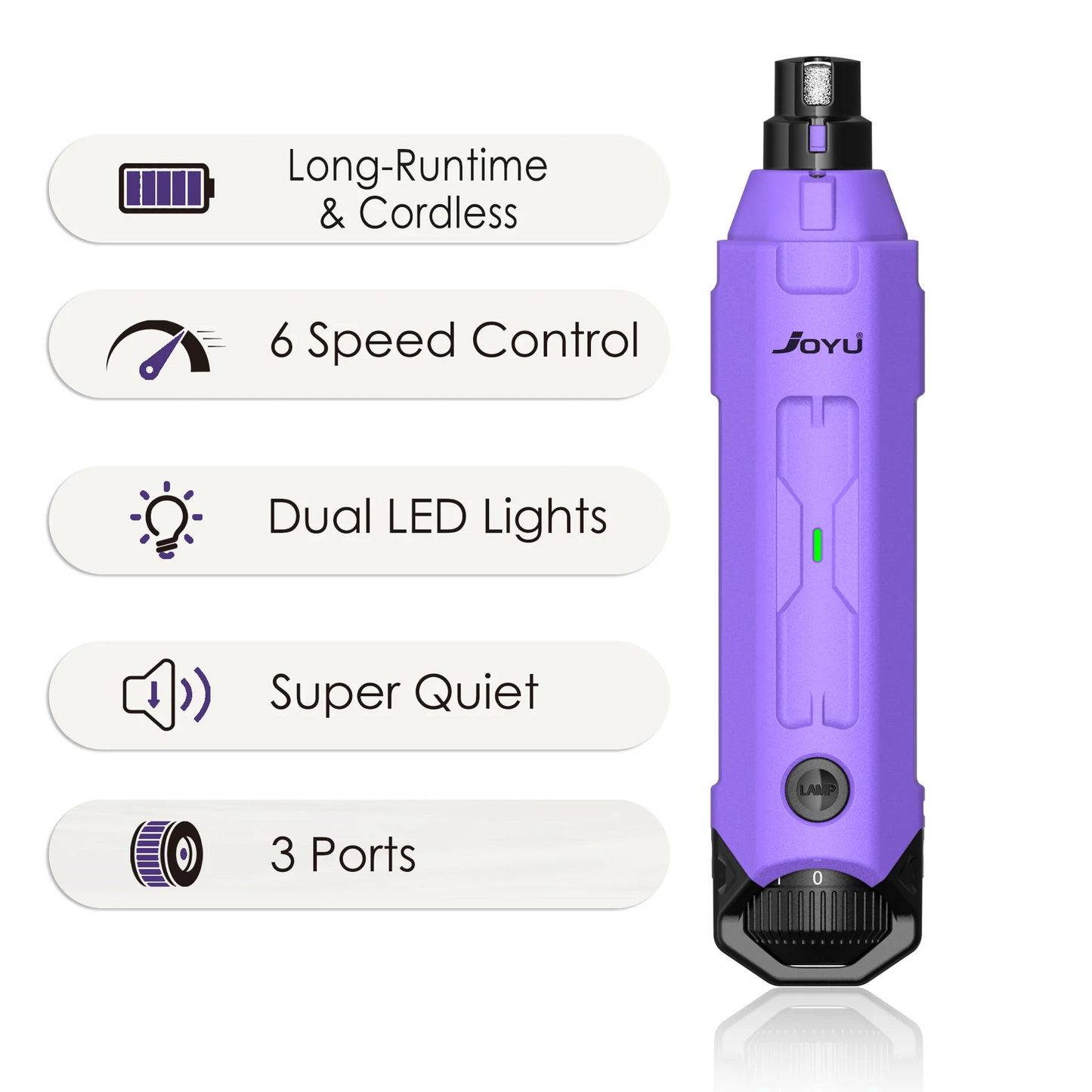 6-Speed Rechargeable Dog Nail Grinder for Quiet Paw Grooming