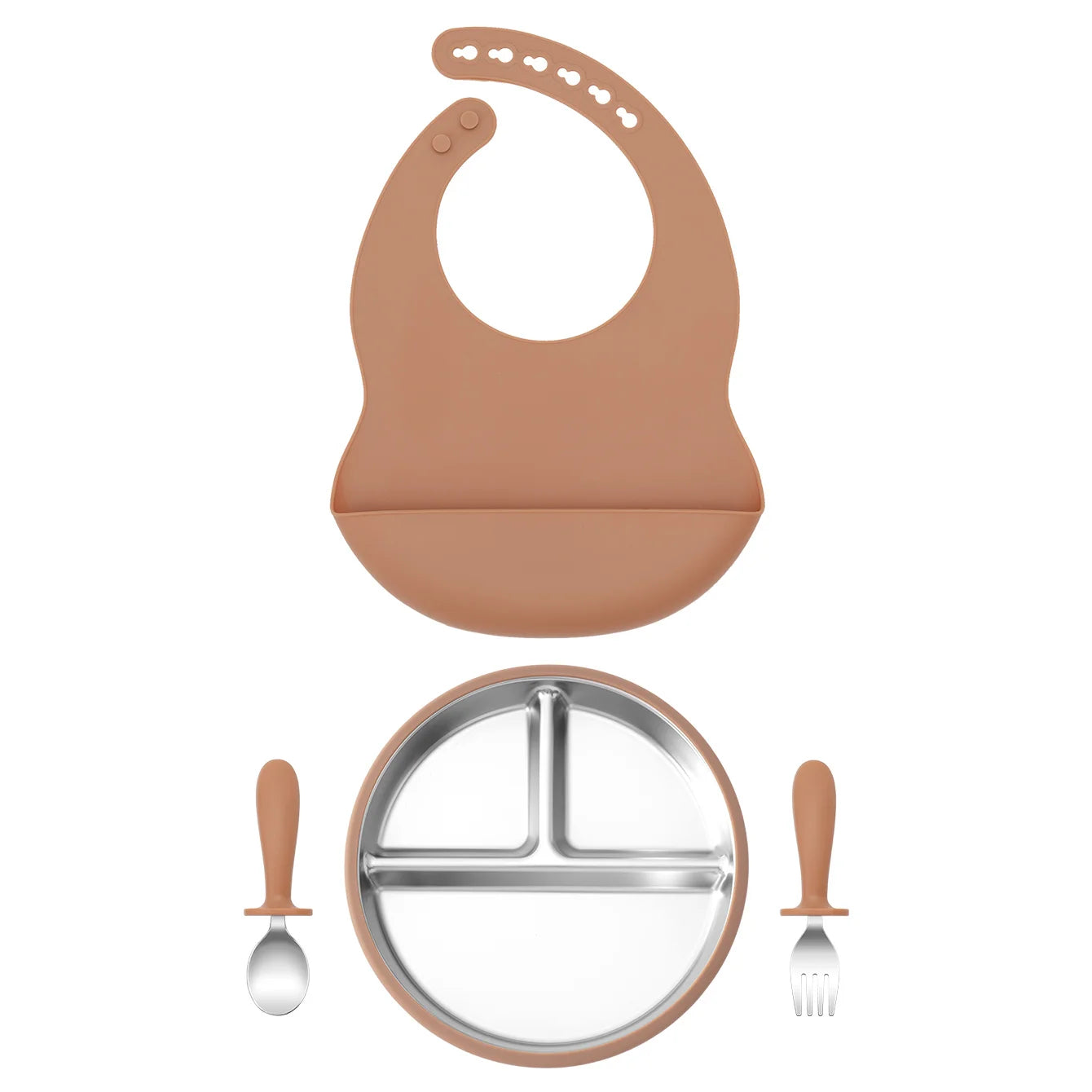 4-Piece Silicone Baby Feeding Set with Bib