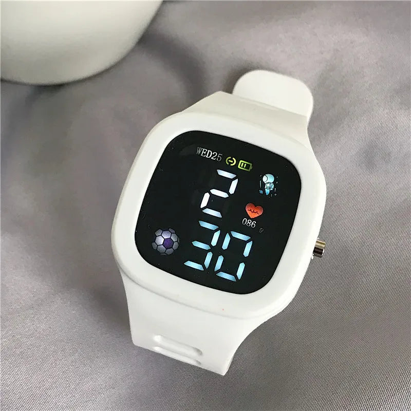 LED Digital Sports Watch with Square Dial and Waterproof Silicone Strap