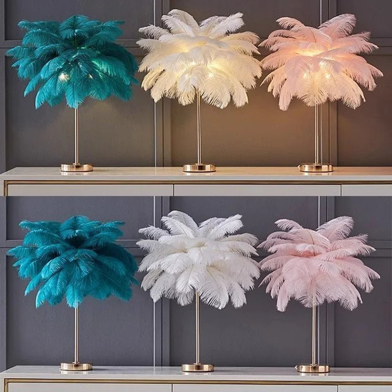 Nordic Ostrich Feather LED Floor Lamp with E27 Base