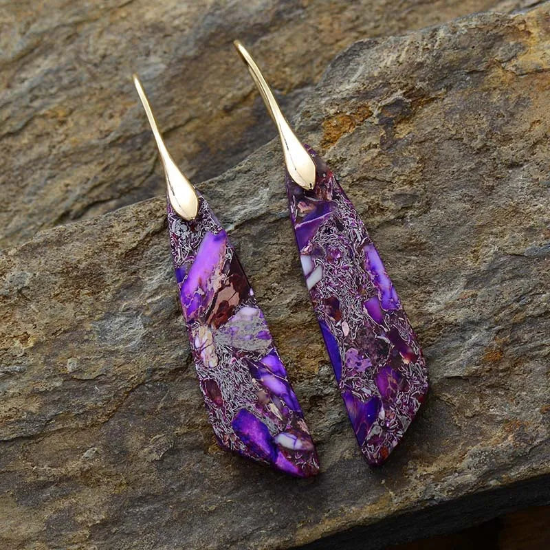 Bohemian Natural Stone Geometric Drop Earrings