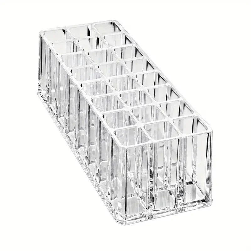 24-Slot Acrylic Makeup Brush Organizer - Clear Cosmetic Display Box