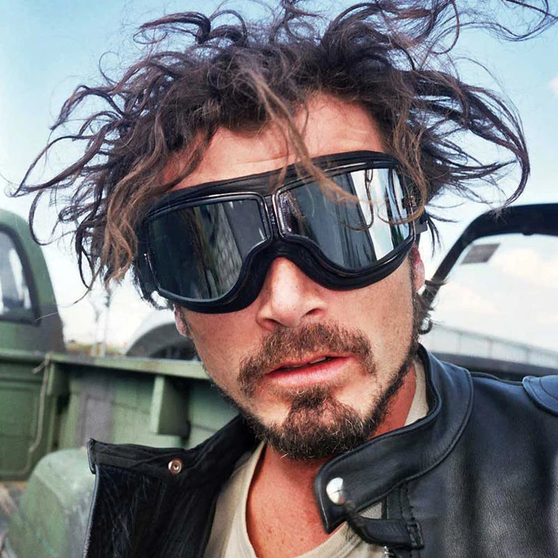 Retro Windproof Motorcycle Glasses - Folding Helmet Sunglasses