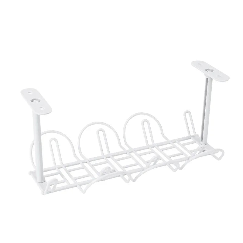 Plastic Under-Desk Storage Rack and Cable Organizer Shelf