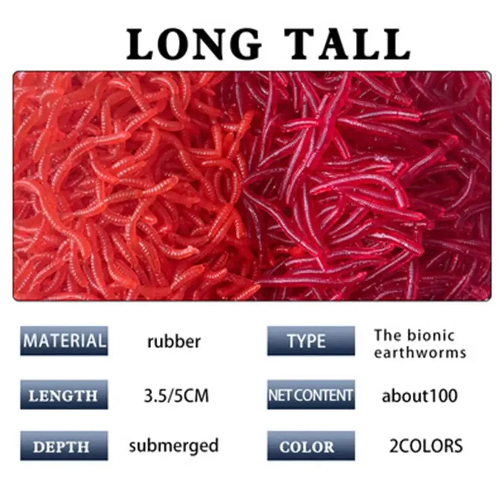 100-Piece Realistic Soft Bloodworm Fishing Lure Bottle for Bass & Bream