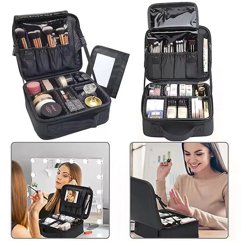 Waterproof Travel Makeup Case - Professional Cosmetic Organizer Bag