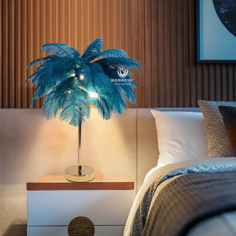 Nordic Ostrich Feather LED Floor Lamp with E27 Base