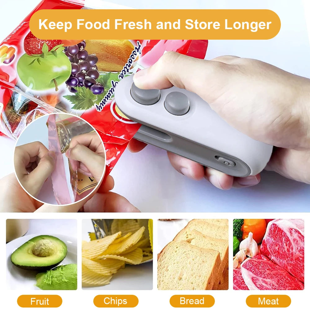 2-in-1 Rechargeable Mini Bag Sealer - Heat Cutter Food Storage Tool