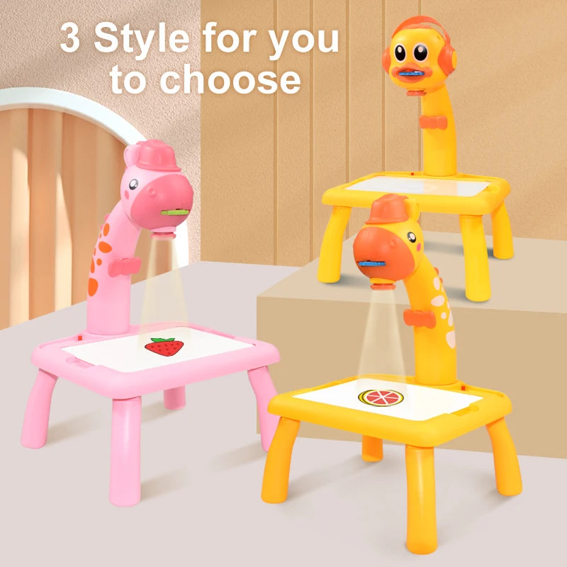 Kids LED Projector Drawing Table Toy Set - Educational Art Desk