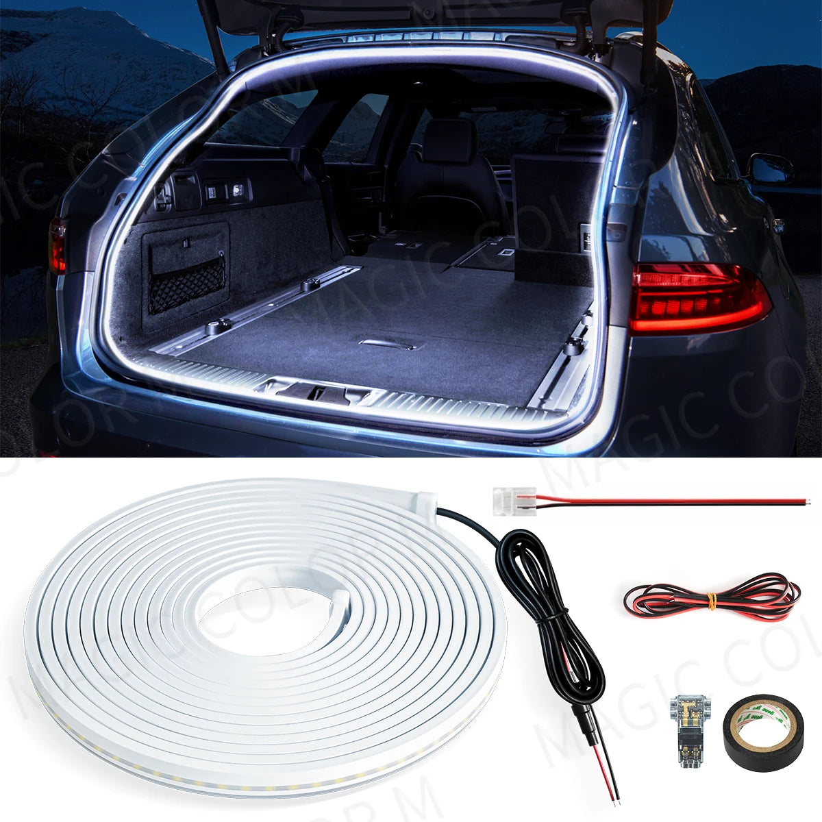 5M LED Car Trunk Light Strip - 12V Flexible Interior Atmosphere Lamp