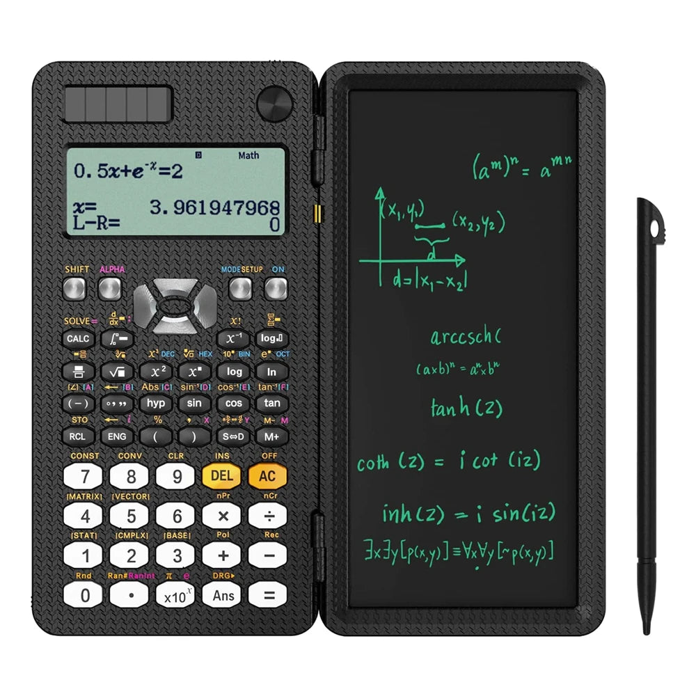 Solar Scientific Calculator with LCD Notepad and 417 Functions for Students