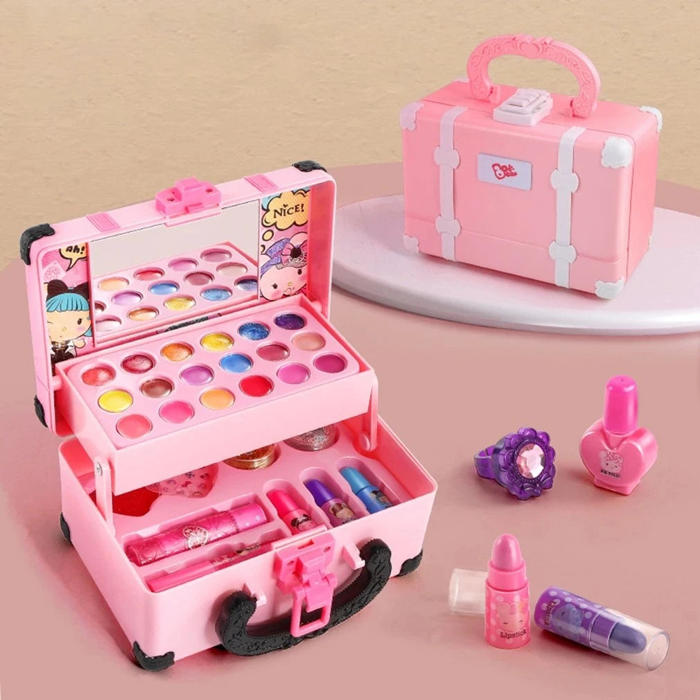 Kids Pretend Makeup Play Box - Princess Cosmetic Toy Set