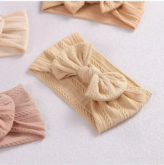 Elastic Jacquard Bow Headband for Newborn Baby Girls