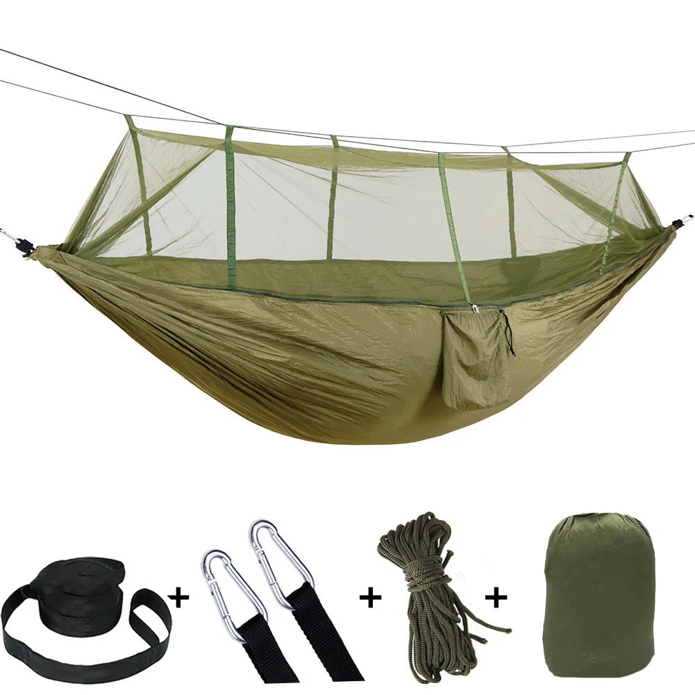 Portable Camping Hammock with Mosquito Net and 210T Nylon Fabric