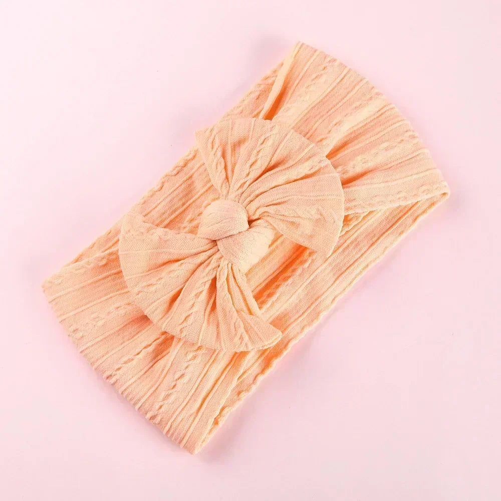 Elastic Jacquard Bow Headband for Newborn Baby Girls