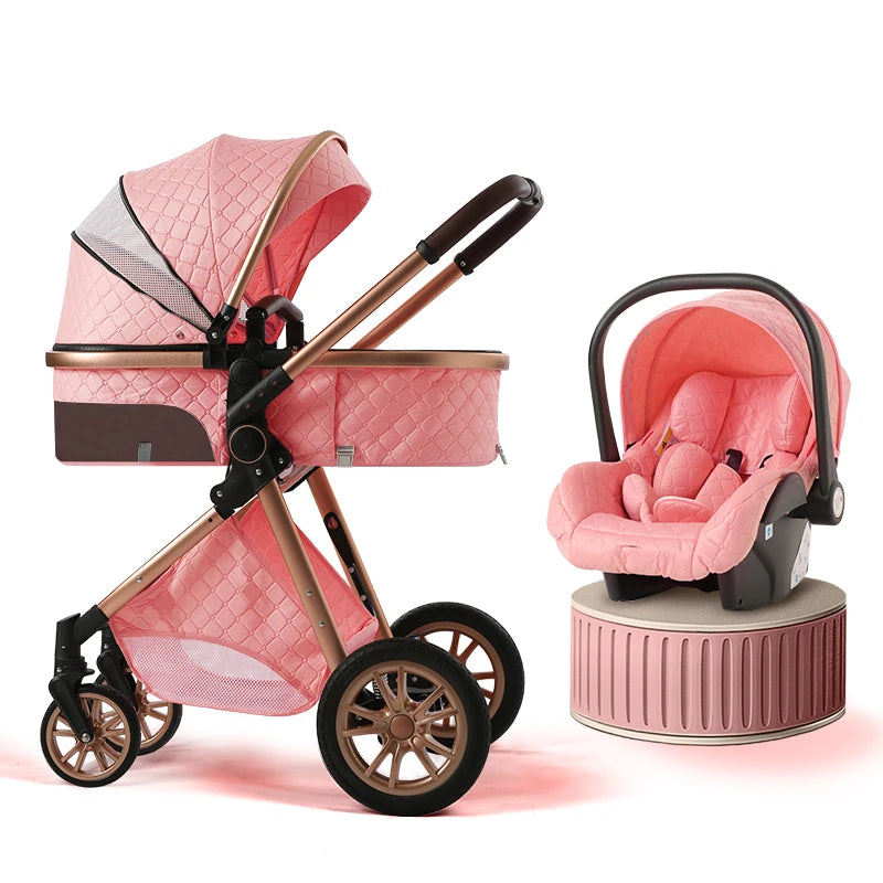 3-in-1 Foldable High Landscape Baby Stroller