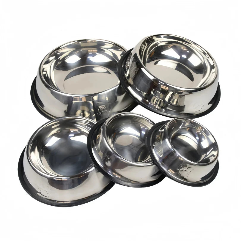 Stainless Steel Pet Feeding Bowl for Dogs and Cats - 6 Size Options