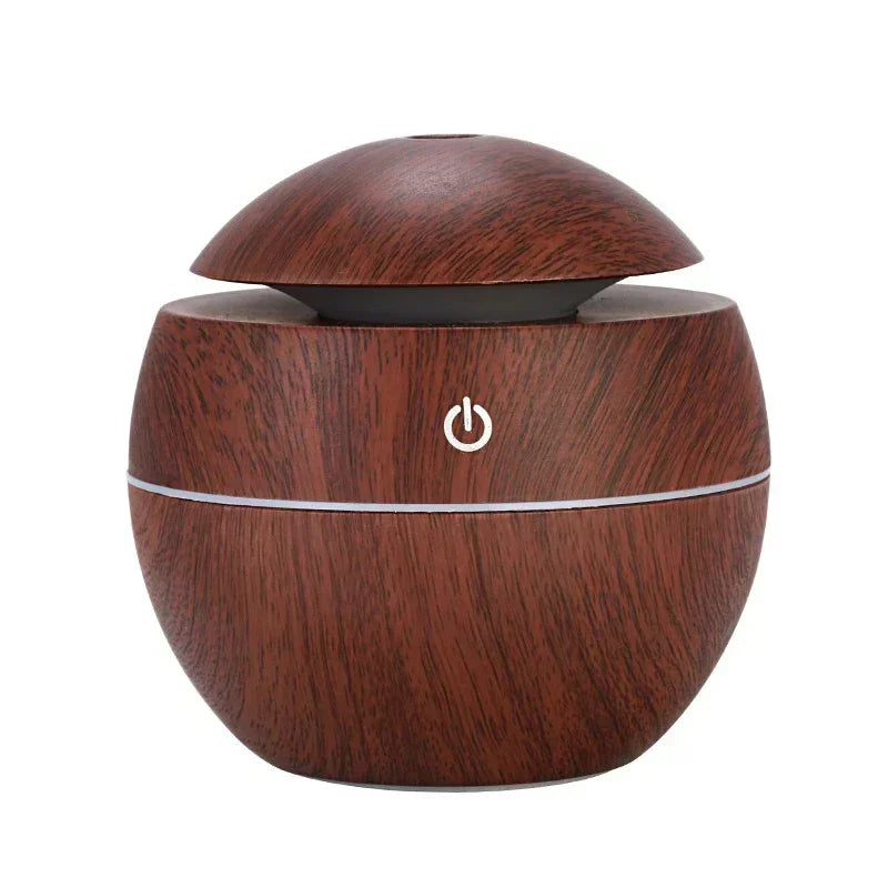 Mini Woodgrain USB Humidifier Diffuser - Quiet Desktop Aroma Mist