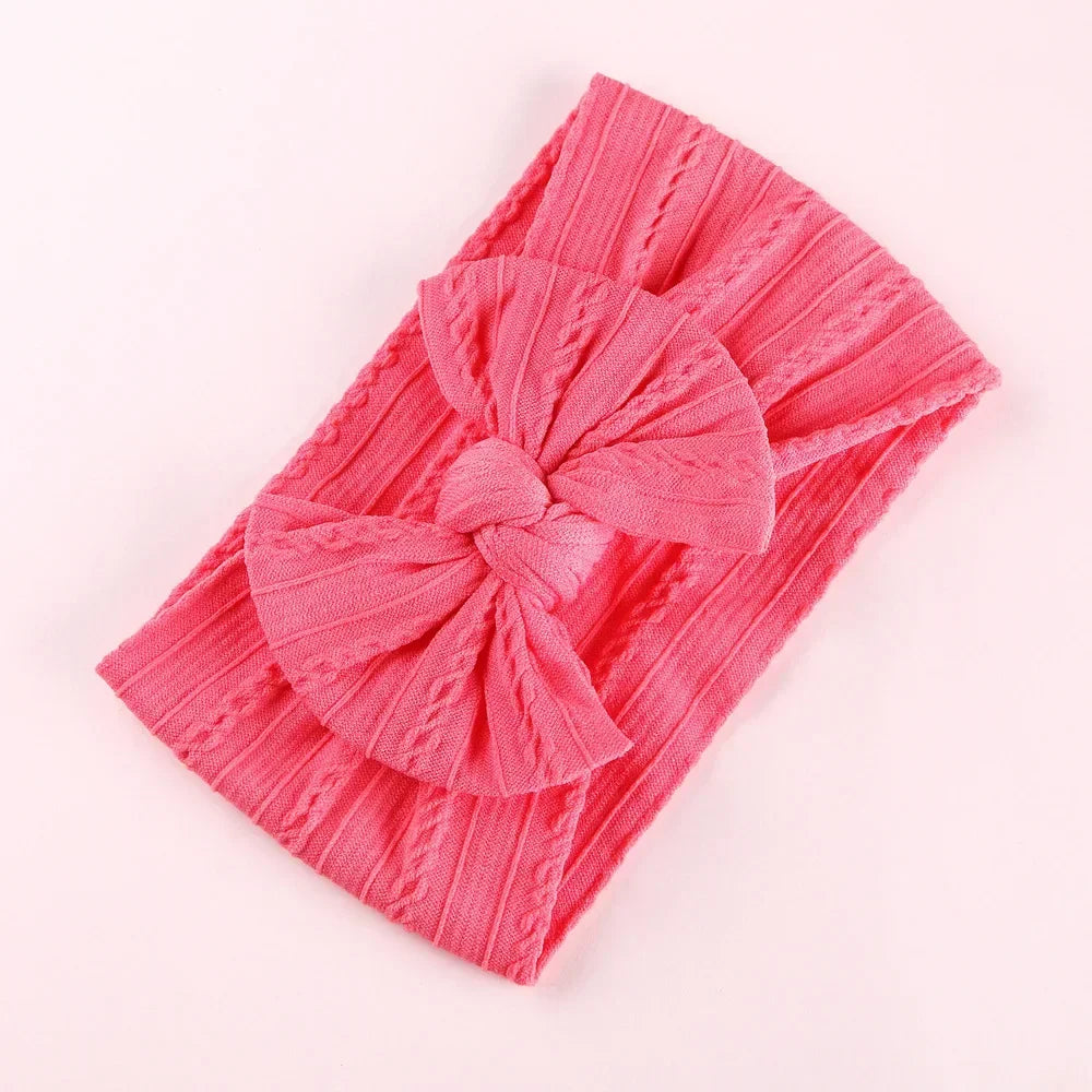 Elastic Jacquard Bow Headband for Newborn Baby Girls