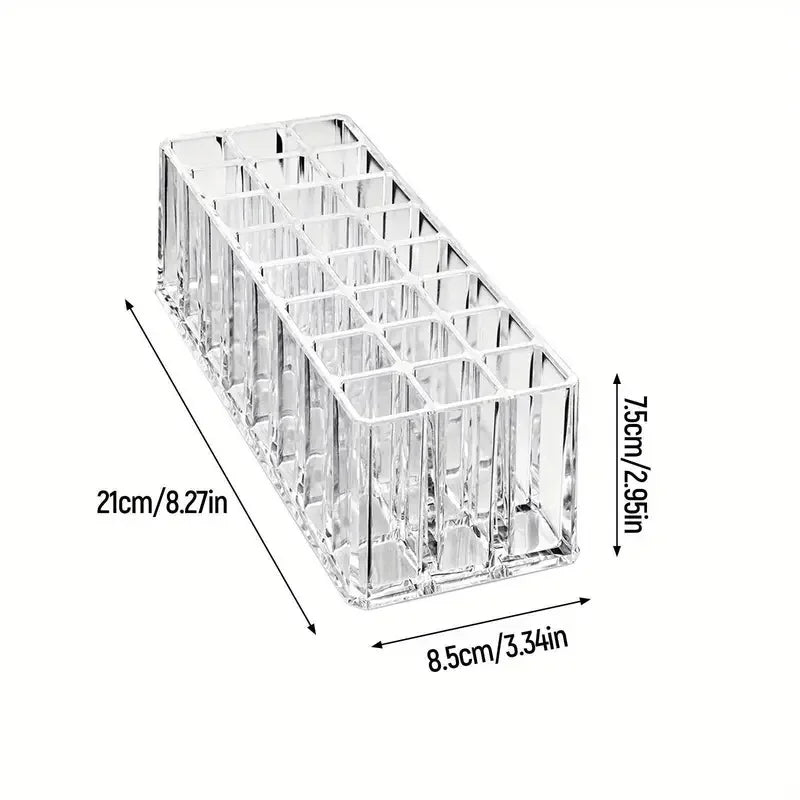24-Slot Acrylic Makeup Brush Organizer - Clear Cosmetic Display Box