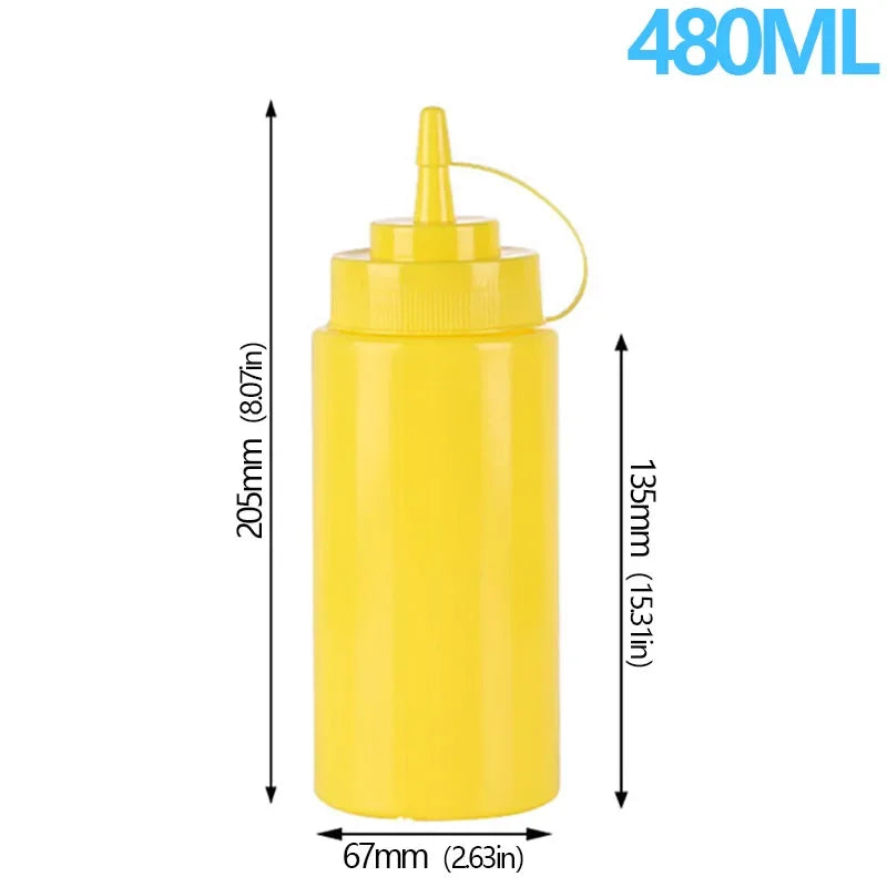 Large Squeeze Condiment Bottle with Nozzle for Sauces and Oils