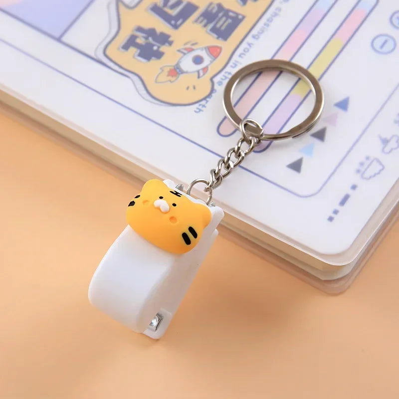 Kawaii Cartoon Mini Stapler Keychain with No. 10 Staple Support