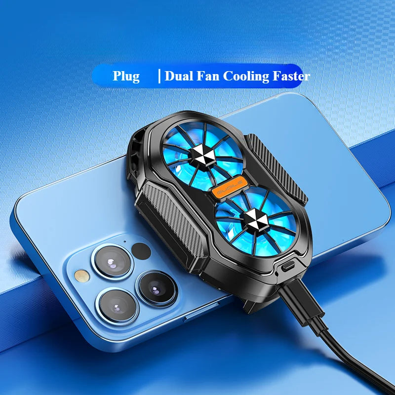 FS01 Dual-Fan Mobile Phone Cooler with USB Back Clip Radiator