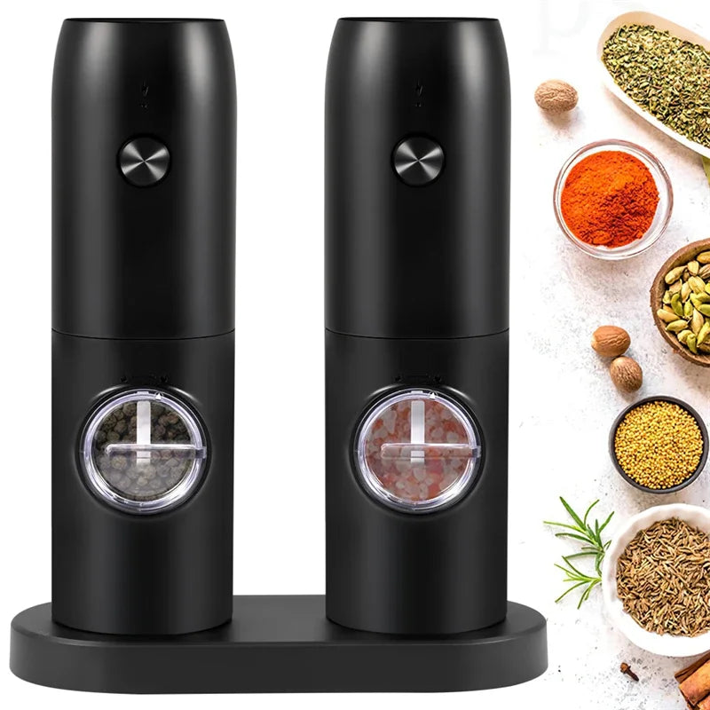 Rechargeable Stainless Steel Electric Salt and Pepper Grinder Set