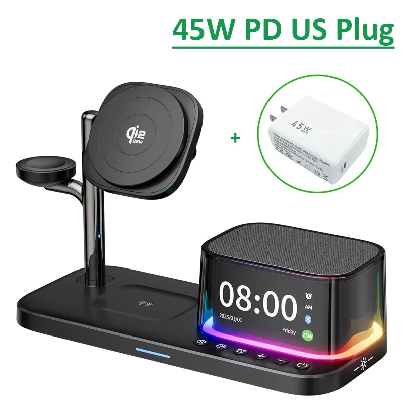 Magnetic Wireless Charger with Bluetooth Speaker Stand