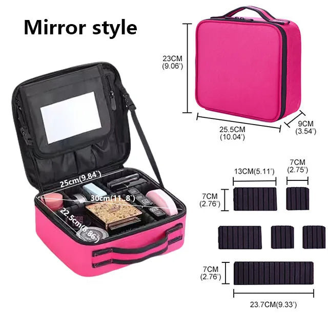 Waterproof Travel Makeup Case - Professional Cosmetic Organizer Bag