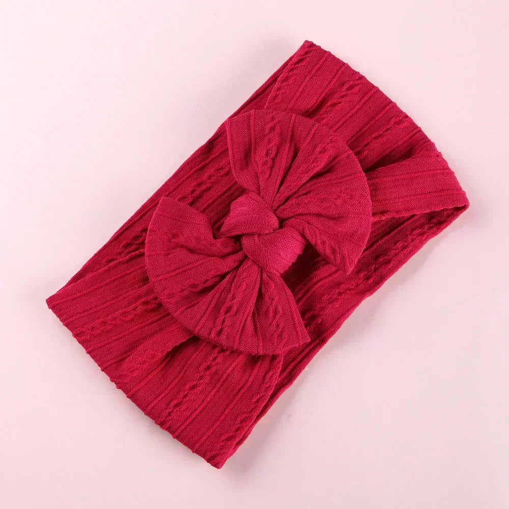 Elastic Jacquard Bow Headband for Newborn Baby Girls