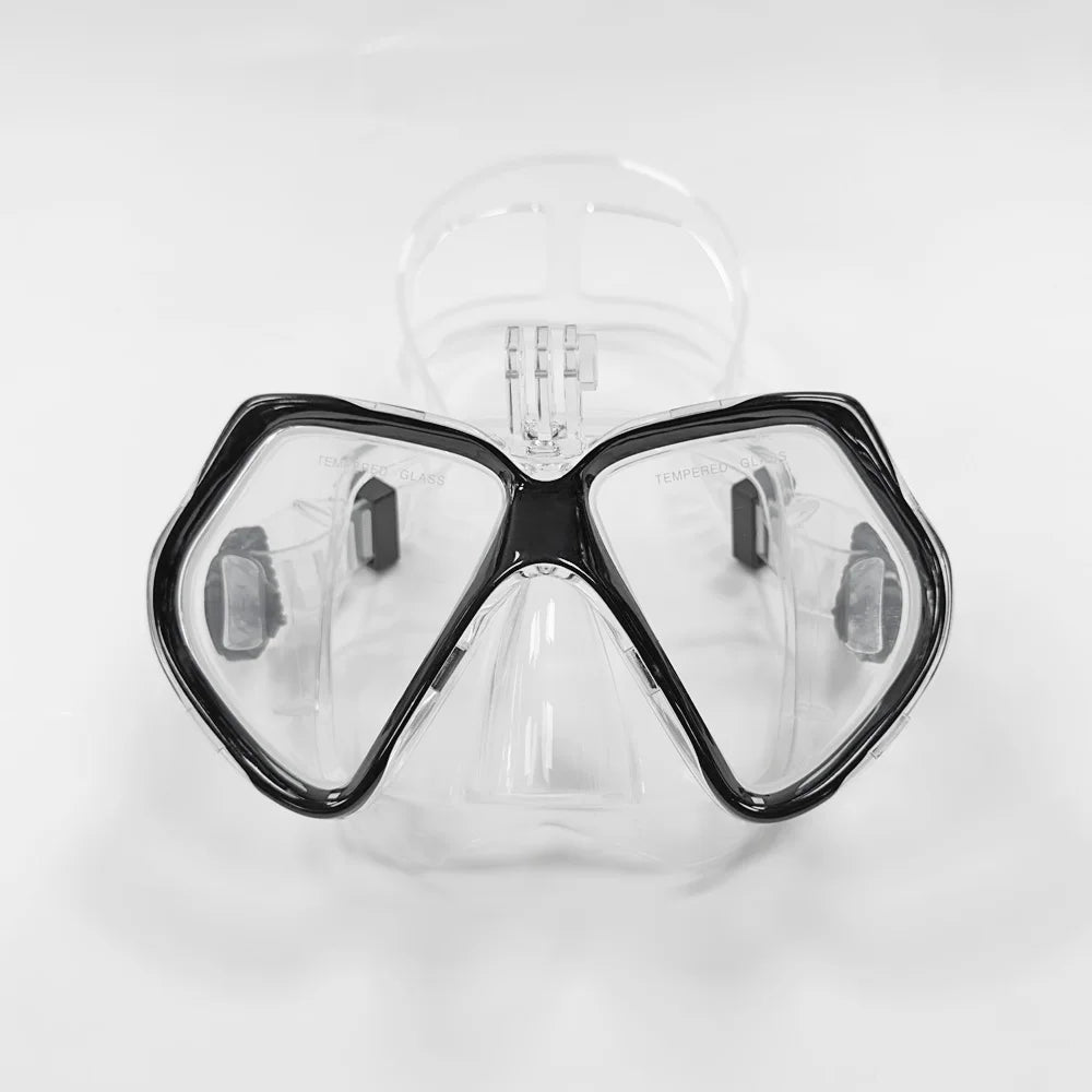 Tempered Glass Diving Mask with Dry Snorkel Tube & Camera Mount