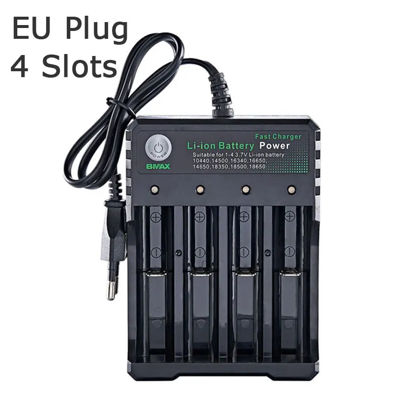 18650 Rechargeable Lithium Battery Charger with 1, 2, or 4 Slot Options