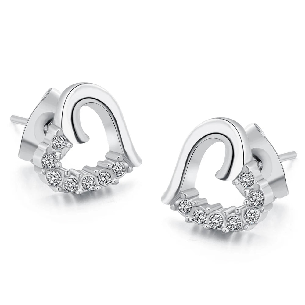 Rose Gold Heart Crystal Stud Earrings