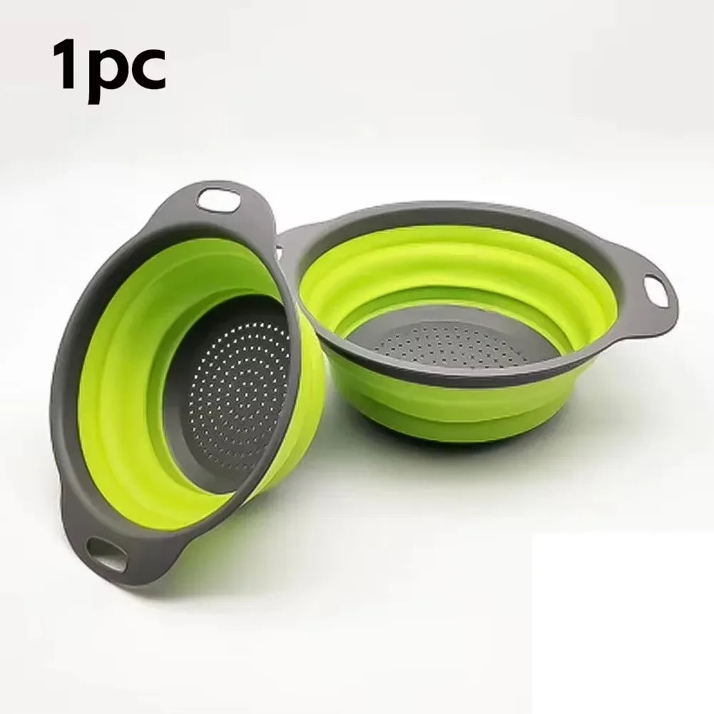 Collapsible Silicone Drain Basket and Foldable Kitchen Colander