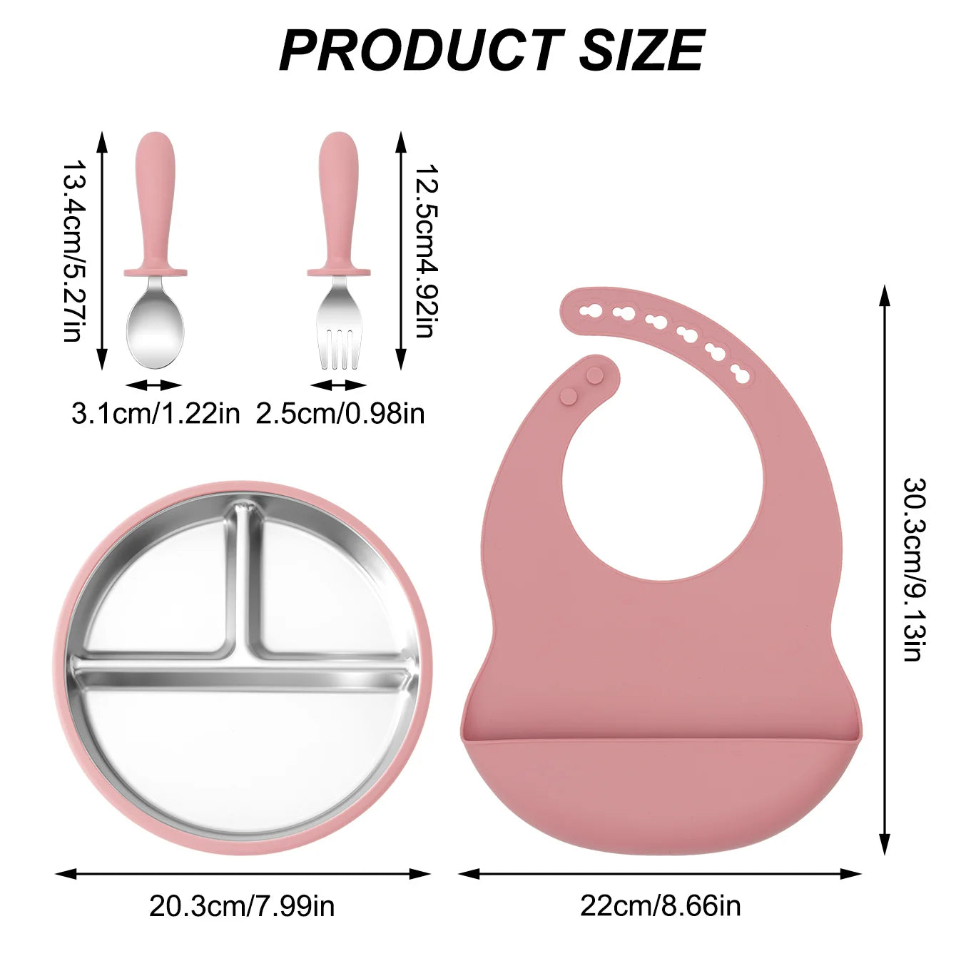 4-Piece Silicone Baby Feeding Set with Bib