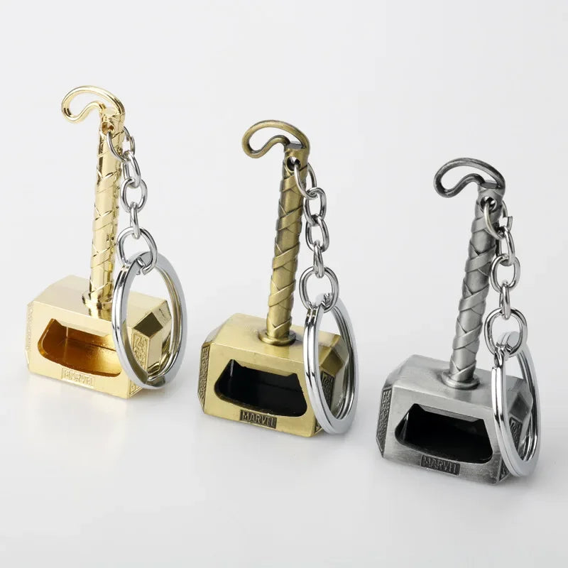 Thor Hammer Bottle Opener Keychain - Metal Fan Gift Holder