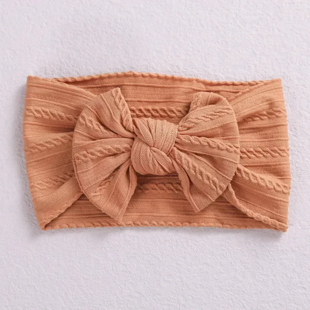Elastic Jacquard Bow Headband for Newborn Baby Girls