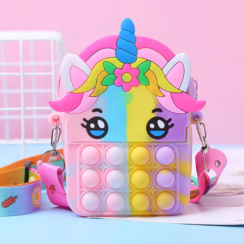 Unicorn Push Bubble Crossbody Bag - Fidget Coin Purse